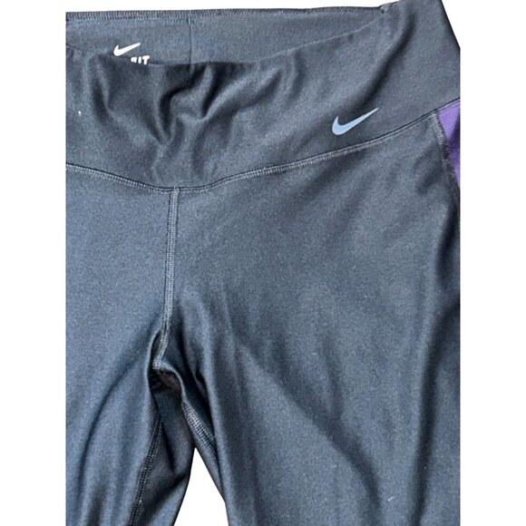 (5/25) Nike Dri-fit Power Capri Performance Legging in Black/Purple Size Large - Picture 3 of 5